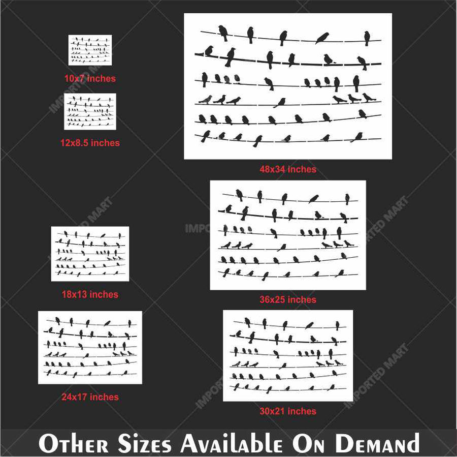 Birds Sitting Stencil for Wall, Wood & Fabric Art β Flying Bird Line Design β ID# 658 - imartdecor.com