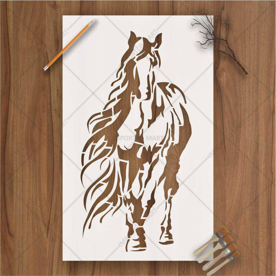 Galloping Horse Stencil for Wall, Wood & Fabric Art – Western Animal Design – ID# 680 - imartdecor.com