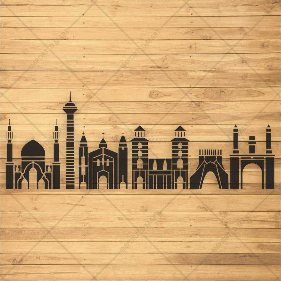 City Skyline Landmark Stencil for Walls, Wood & Crafts – Architectural Silhouette – ID# 685 - imartdecor.com