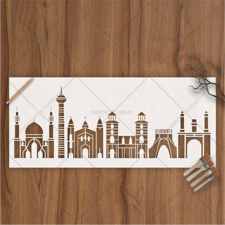 City Skyline Landmark Stencil for Walls, Wood & Crafts – Architectural Silhouette – ID# 685 - imartdecor.com