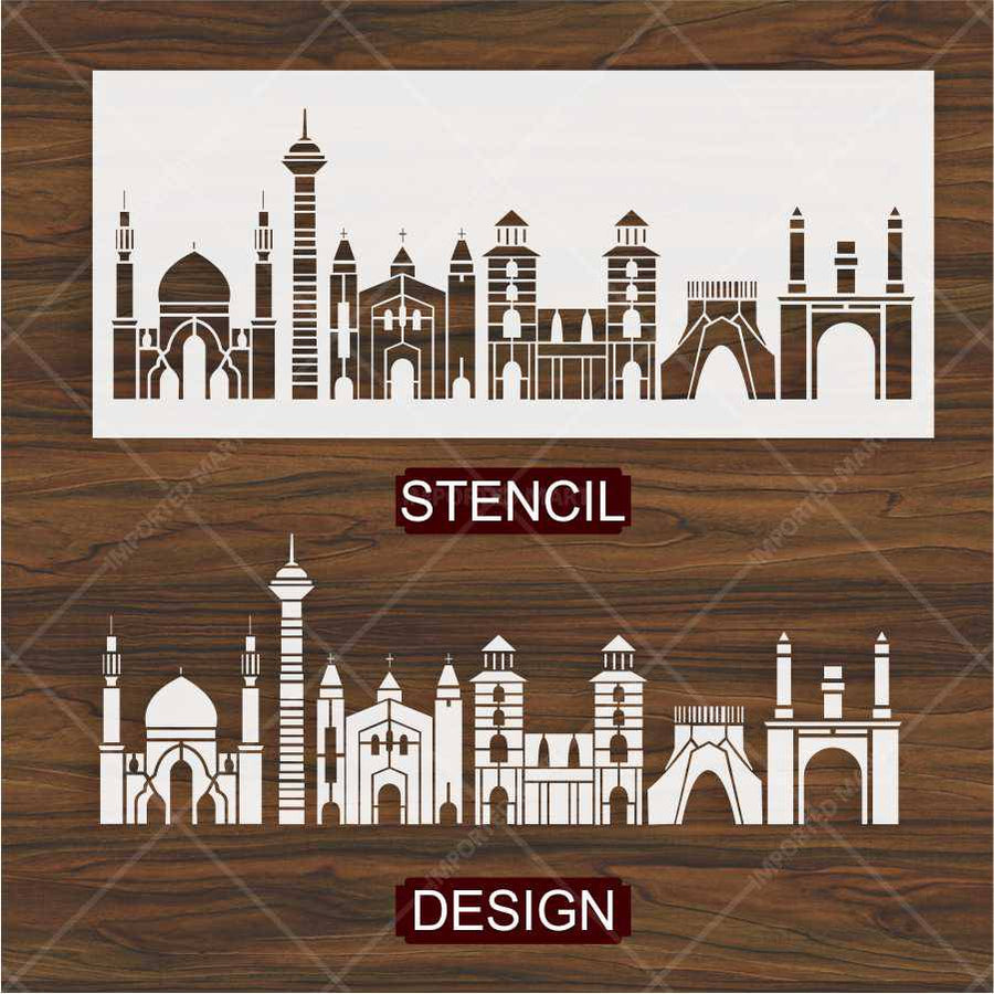 City Skyline Landmark Stencil for Walls, Wood & Crafts – Architectural Silhouette – ID# 685 - imartdecor.com