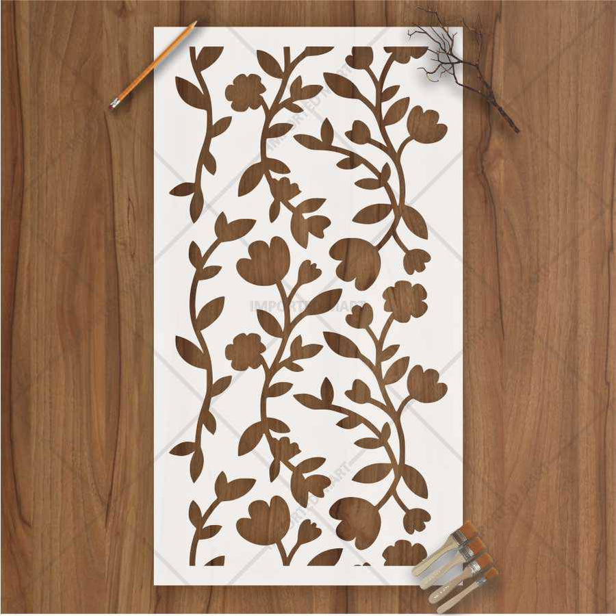Floral Vine Wall Stencil for Wood, Fabric & Canvas – Seamless Botanical Pattern – ID# 686 - imartdecor.com