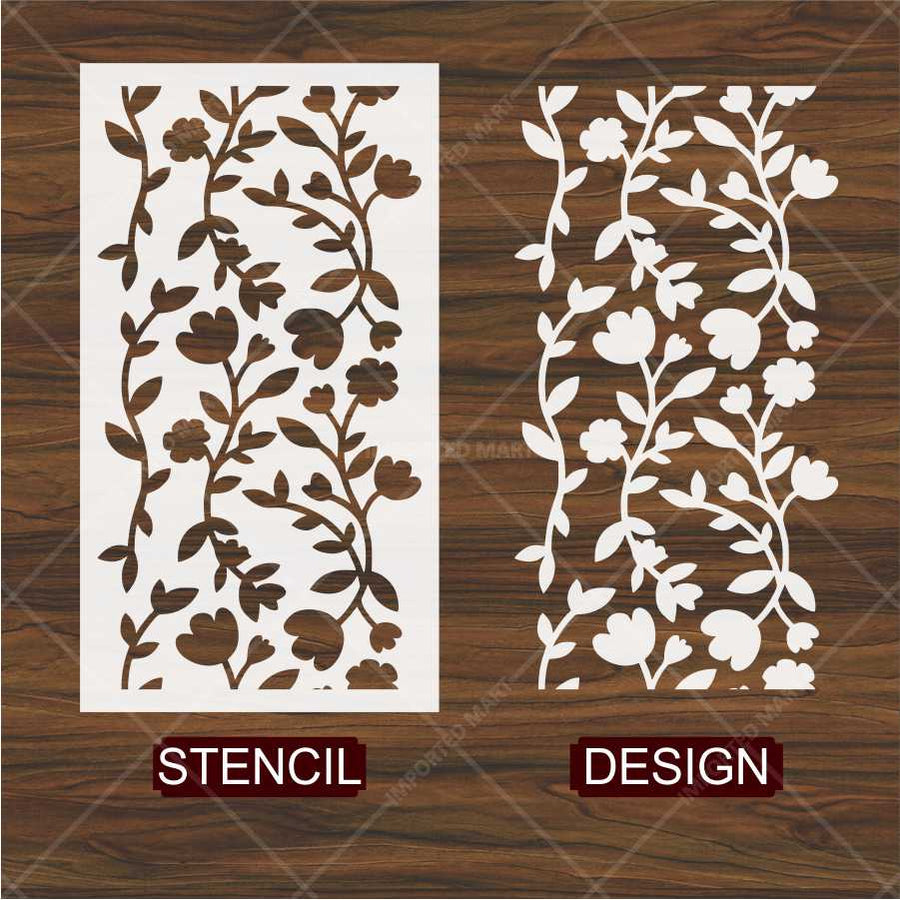 Floral Vine Wall Stencil for Wood, Fabric & Canvas – Seamless Botanical Pattern – ID# 686 - imartdecor.com