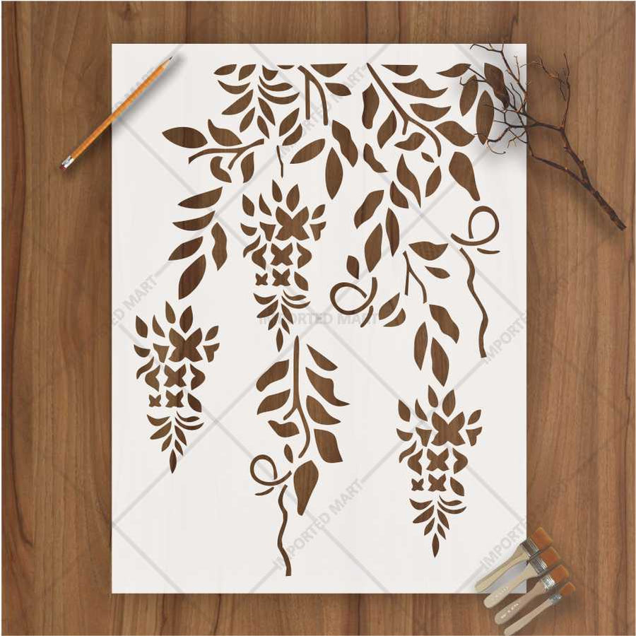 Trailing Vine Flower Stencil for Wall & Furniture Painting – Hanging Botanical Design – ID# 690 - imartdecor.com