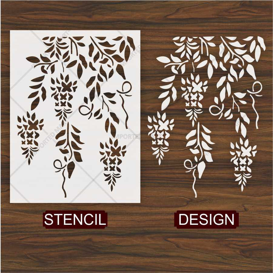 Trailing Vine Flower Stencil for Wall & Furniture Painting – Hanging Botanical Design – ID# 690 - imartdecor.com