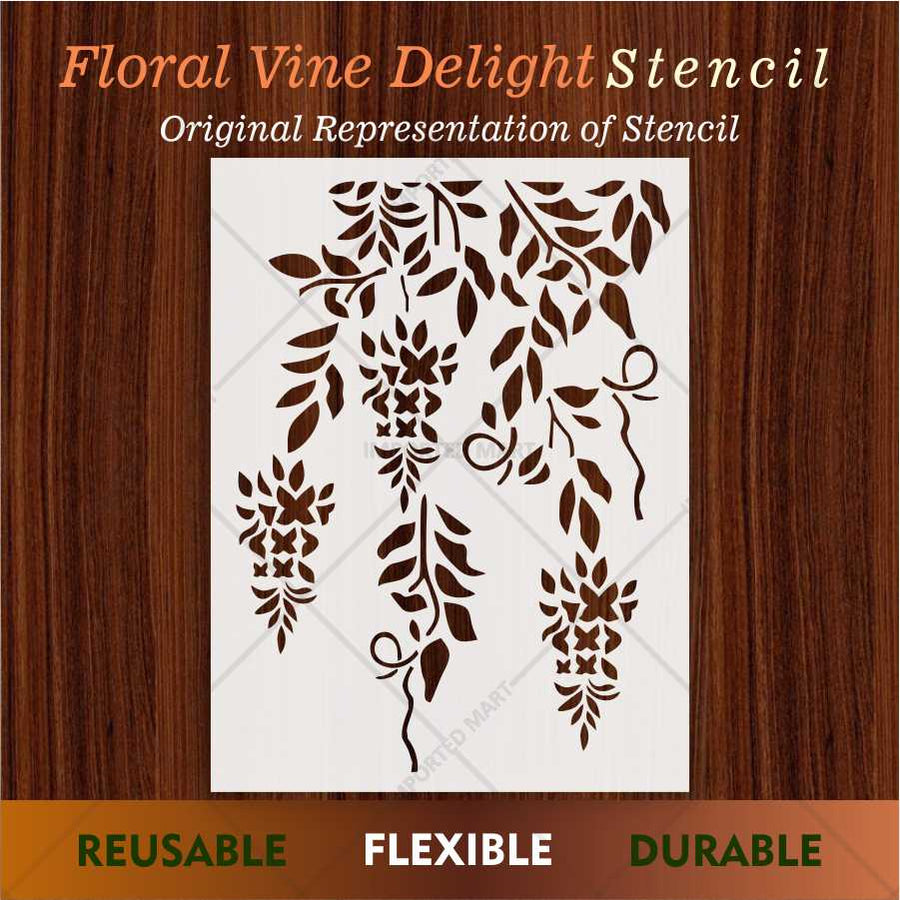 Trailing Vine Flower Stencil for Wall & Furniture Painting – Hanging Botanical Design – ID# 690 - imartdecor.com