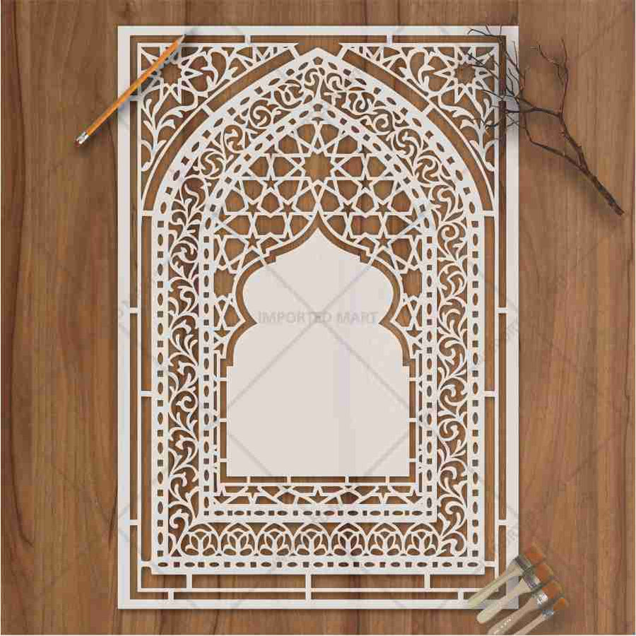 Traditional Carpet Stencil – Geometric & Floral Wall, Furniture & Floor Art – Mosque & Home Décor – ID# 708 - imartdecor.com