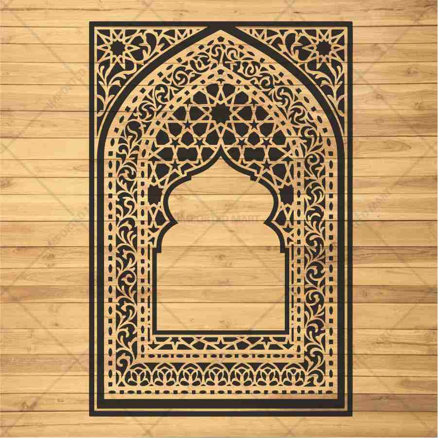 Traditional Carpet Stencil – Geometric & Floral Wall, Furniture & Floor Art – Mosque & Home Décor – ID# 708 - imartdecor.com