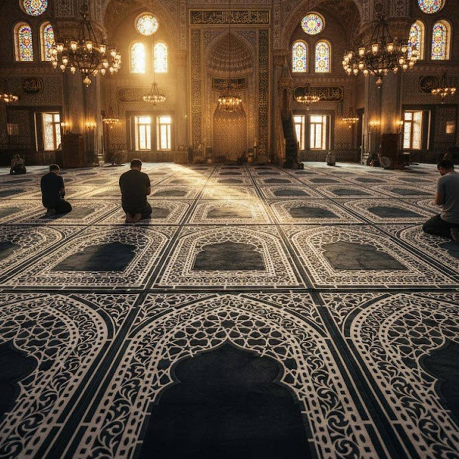 Traditional Carpet Stencil – Geometric & Floral Wall, Furniture & Floor Art – Mosque & Home Décor – ID# 708 - imartdecor.com