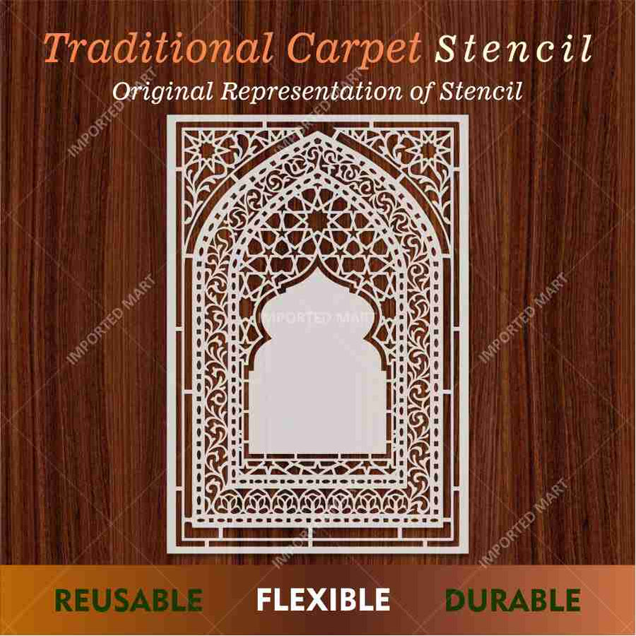 Traditional Carpet Stencil – Geometric & Floral Wall, Furniture & Floor Art – Mosque & Home Décor – ID# 708 - imartdecor.com