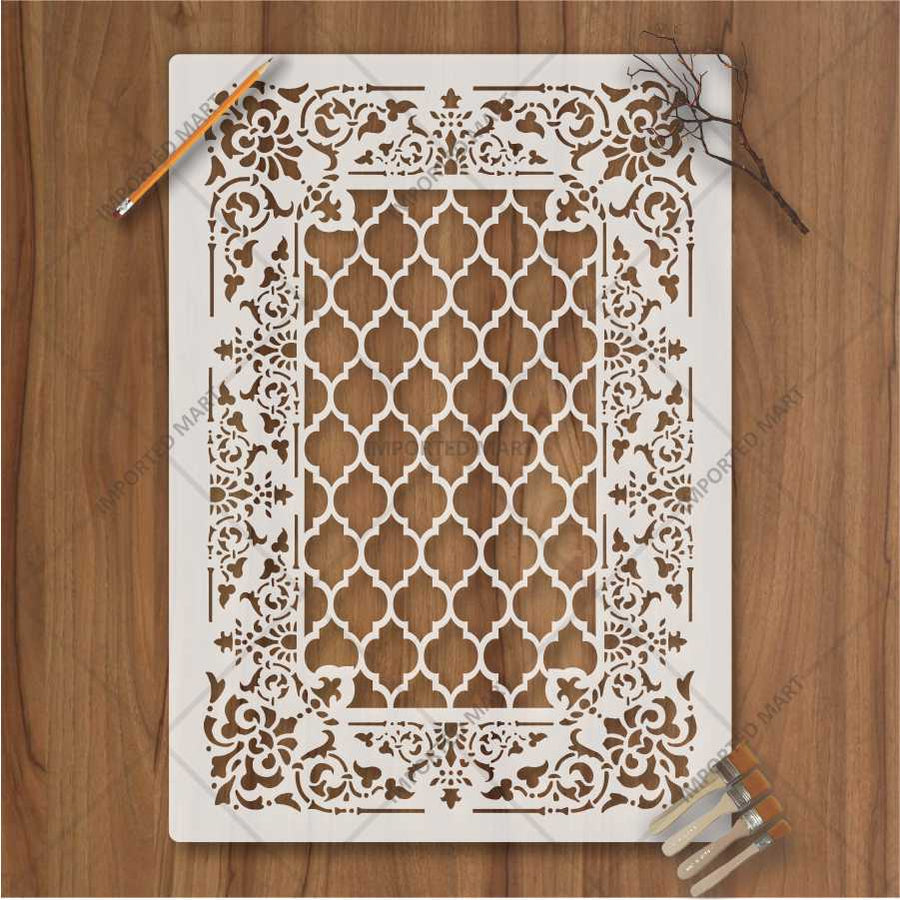 Moroccan Carpet Stencil for Wall, Floor & Furniture Art β Arabic Geometric Rug Pattern Design β ID# 710 - imartdecor.com