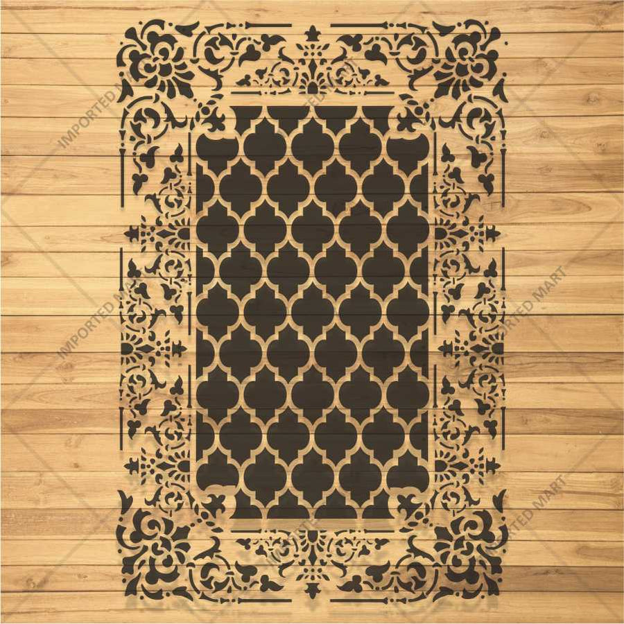 Moroccan Carpet Stencil for Wall, Floor & Furniture Art β Arabic Geometric Rug Pattern Design β ID# 710 - imartdecor.com
