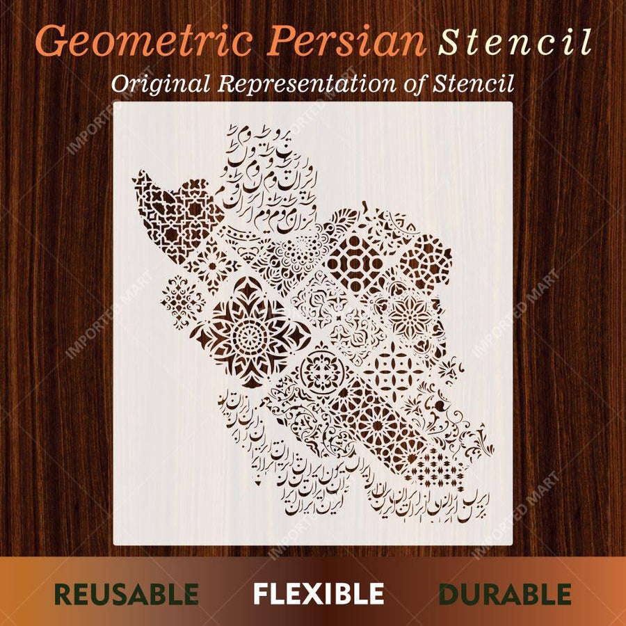 Geometric Persian Map Stencil for Wall, Furniture & Canvas Art – Iran Pattern Design – ID# 724 - imartdecor.com