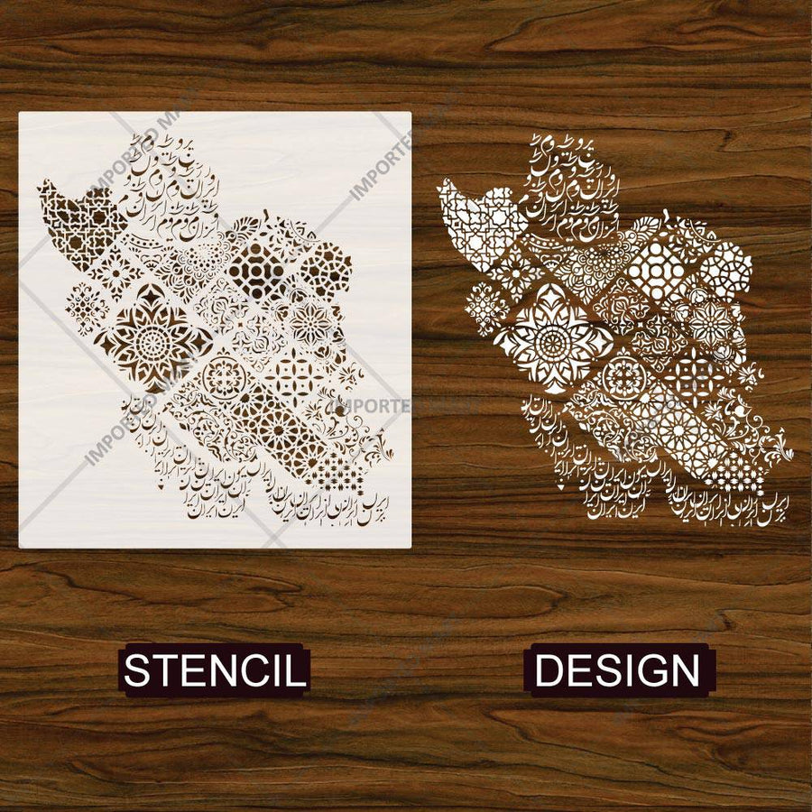 Geometric Persian Map Stencil for Wall, Furniture & Canvas Art – Iran Pattern Design – ID# 724 - imartdecor.com