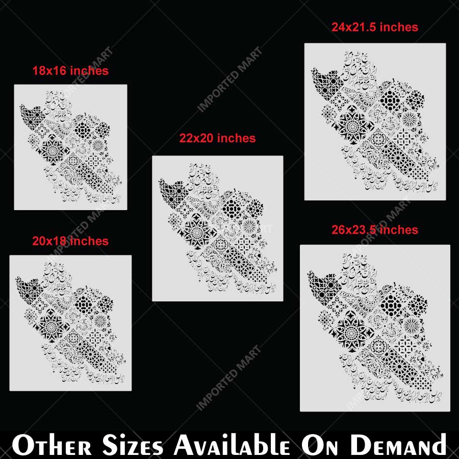Geometric Persian Map Stencil for Wall, Furniture & Canvas Art – Iran Pattern Design – ID# 724 - imartdecor.com