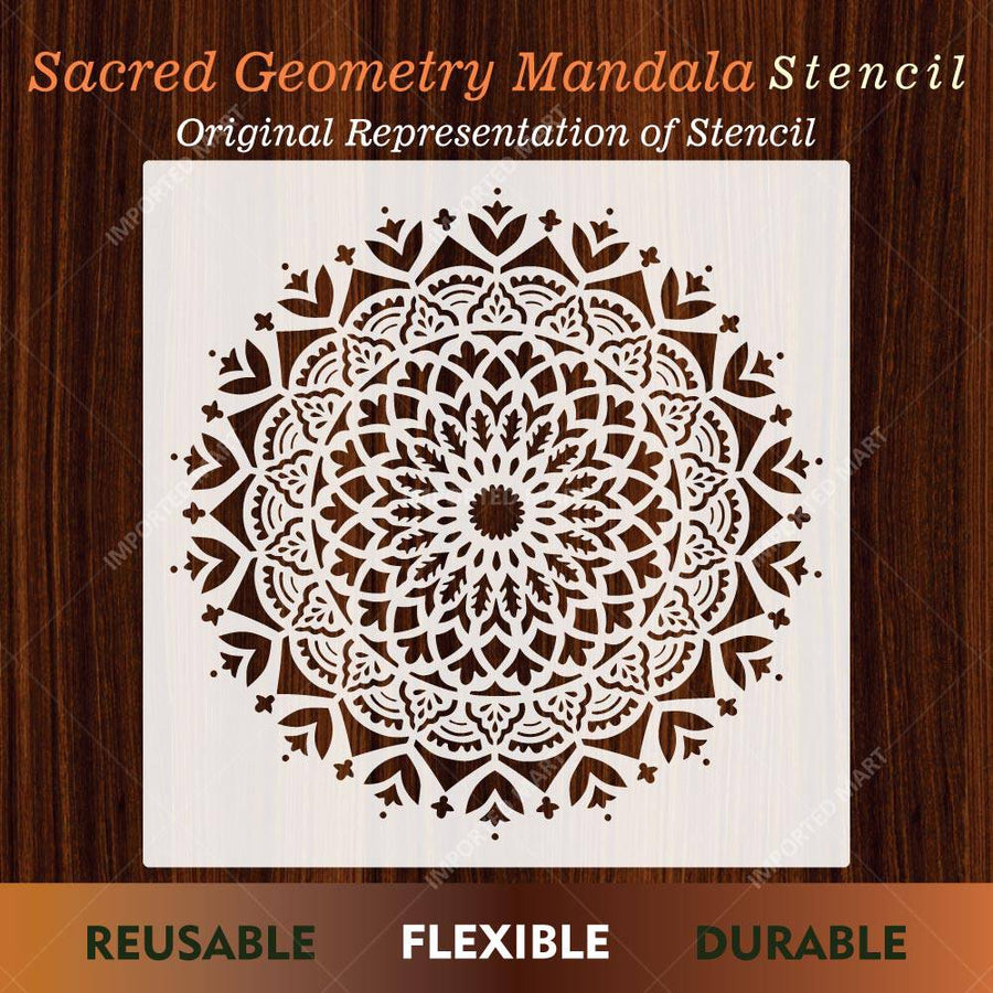 Sacred Geometry Mandala Stencil for Wall, Floor & Furniture Art – Decorative Round Mandala Pattern – ID# 726 - imartdecor.com