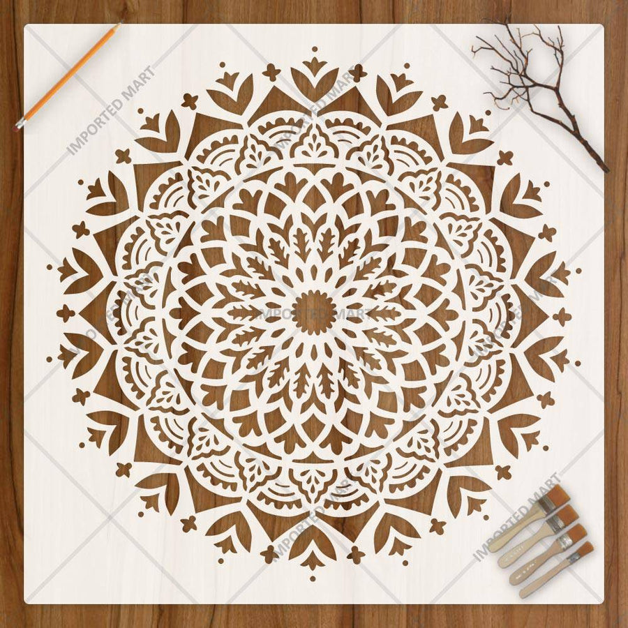 Sacred Geometry Mandala Stencil for Wall, Floor & Furniture Art – Decorative Round Mandala Pattern – ID# 726 - imartdecor.com