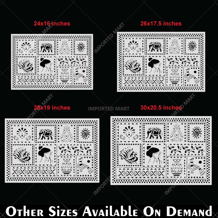 Global Folk Motif Stencil for Wall, Furniture & Fabric Art – Ethnic Folk Animal & Cultural Pattern – ID# 731 - imartdecor.com