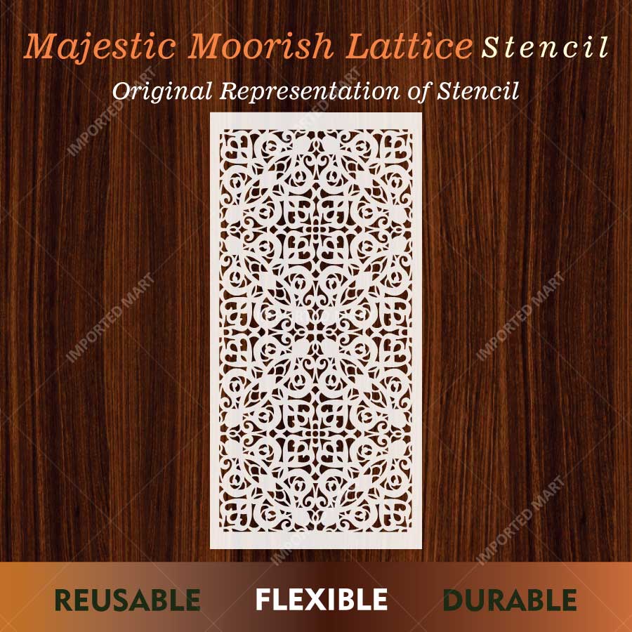 Majestic Moorish Lattice Wall Stencil for Furniture, Tiles & Wood Art – Islamic Geometric Pattern – ID# 736 - imartdecor.com