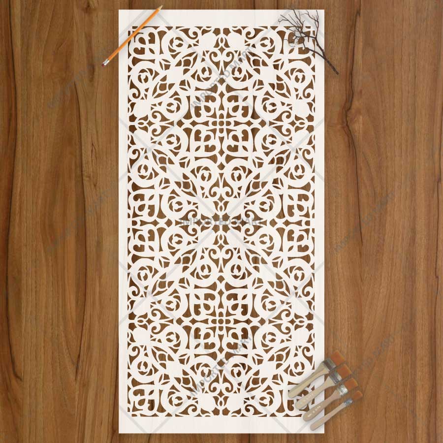 Majestic Moorish Lattice Wall Stencil for Furniture, Tiles & Wood Art – Islamic Geometric Pattern – ID# 736 - imartdecor.com