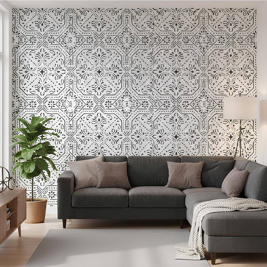 Geometric Paisley Wall Stencil for Furniture, Tiles & Floor Art – Ornamental Mandala Pattern – ID# 737 - imartdecor.com