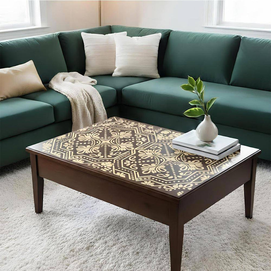 Geometric Paisley Wall Stencil for Furniture, Tiles & Floor Art – Ornamental Mandala Pattern – ID# 737 - imartdecor.com