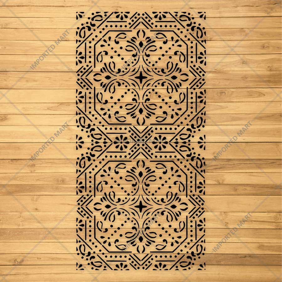 Geometric Paisley Wall Stencil for Furniture, Tiles & Floor Art – Ornamental Mandala Pattern – ID# 737 - imartdecor.com