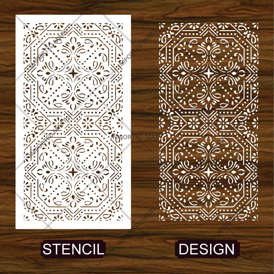 Geometric Paisley Wall Stencil for Furniture, Tiles & Floor Art – Ornamental Mandala Pattern – ID# 737 - imartdecor.com