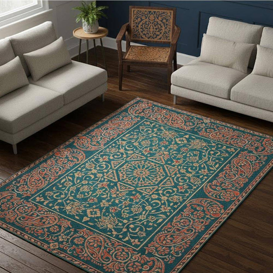 Imperial Palace Carpet Stencil for Wall, Floor & Furniture Decor – Royal Mughal Geometric Pattern – ID# 740 - imartdecor.com