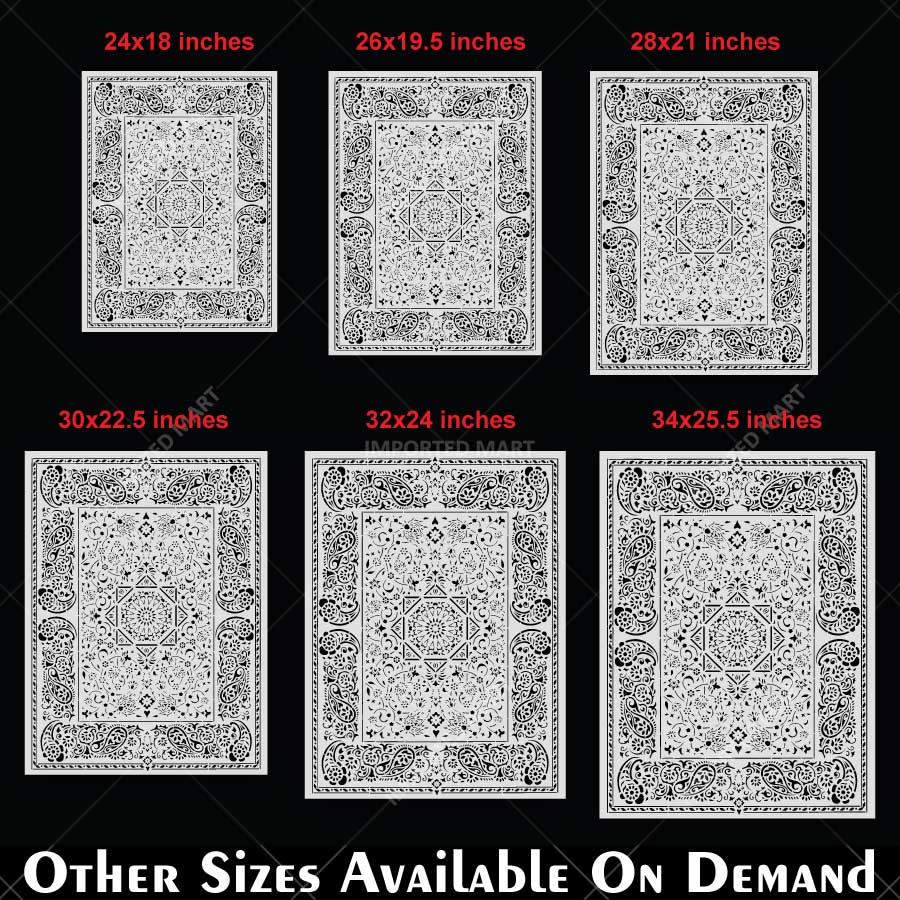 Imperial Palace Carpet Stencil for Wall, Floor & Furniture Decor – Royal Mughal Geometric Pattern – ID# 740 - imartdecor.com