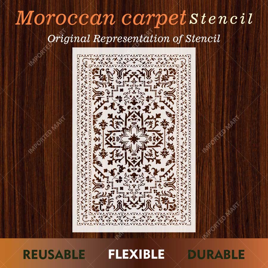Moroccan Carpet Pattern Stencil for Walls, Floors & Furniture – Traditional Arabic Rug Design – ID# 743 - imartdecor.com
