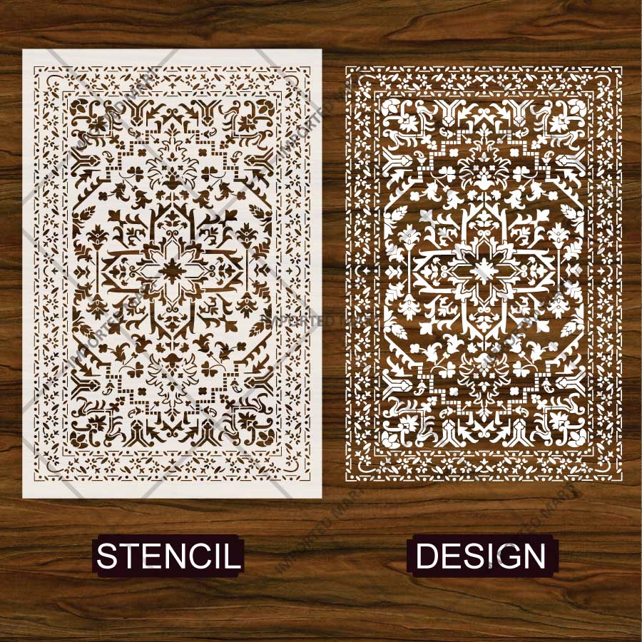 Moroccan Carpet Pattern Stencil for Walls, Floors & Furniture – Traditional Arabic Rug Design – ID# 743 - imartdecor.com