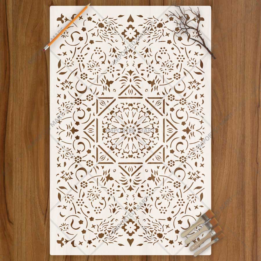 Geometric Arabesque Rug Stencil for Floor & Carpet Painting – Design – ID# 757 - imartdecor.com