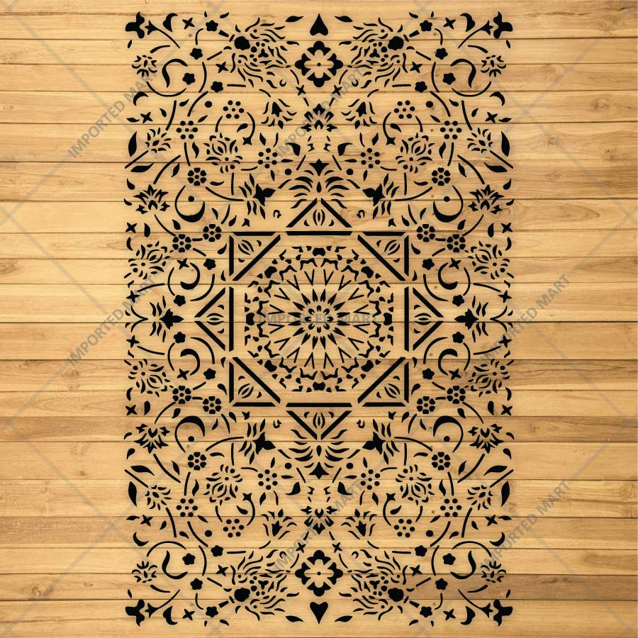 Geometric Arabesque Rug Stencil for Floor & Carpet Painting – Design – ID# 757 - imartdecor.com
