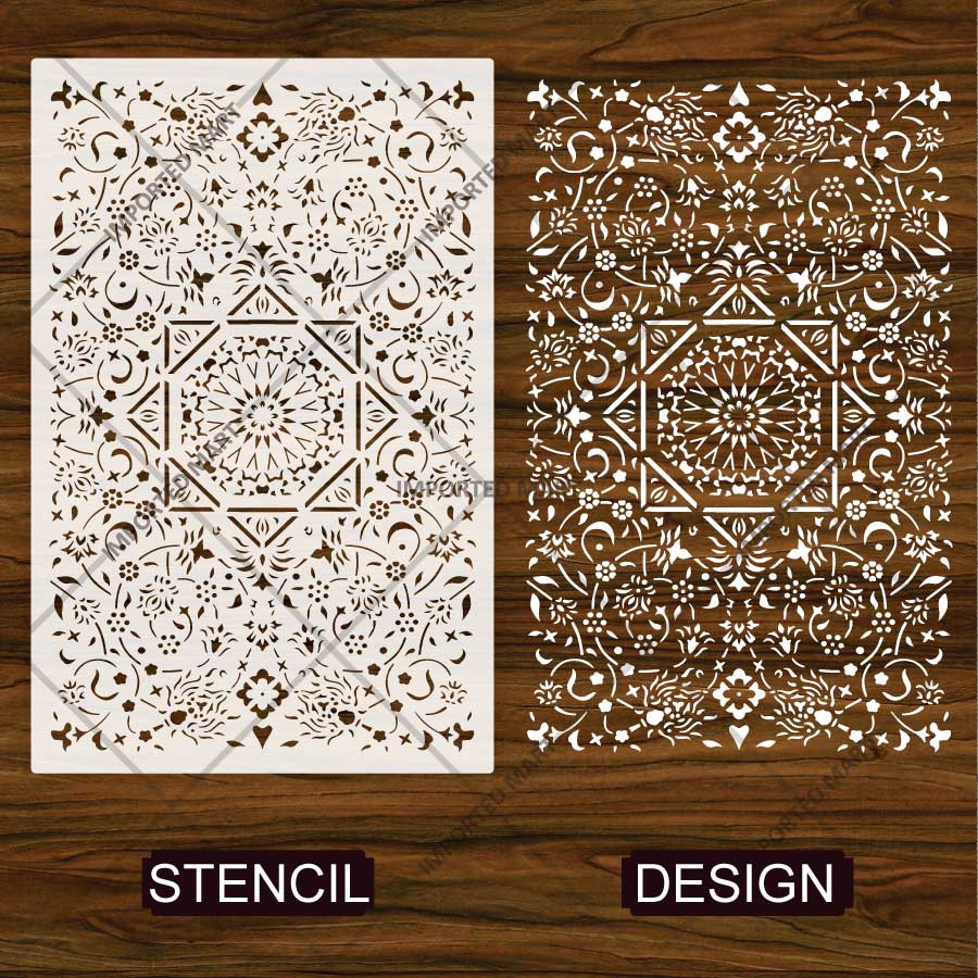 Geometric Arabesque Rug Stencil for Floor & Carpet Painting – Design – ID# 757 - imartdecor.com