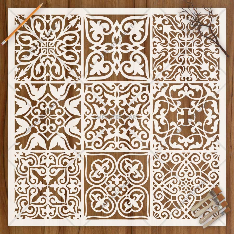 Vintage Pattern Tile Stencil Bundle for Walls, Floors & Furniture – Or ...
