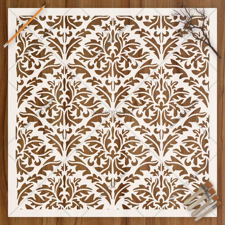 Majestic Heritage Damask Pattern Stencil for Wall, Furniture & Floor A ...