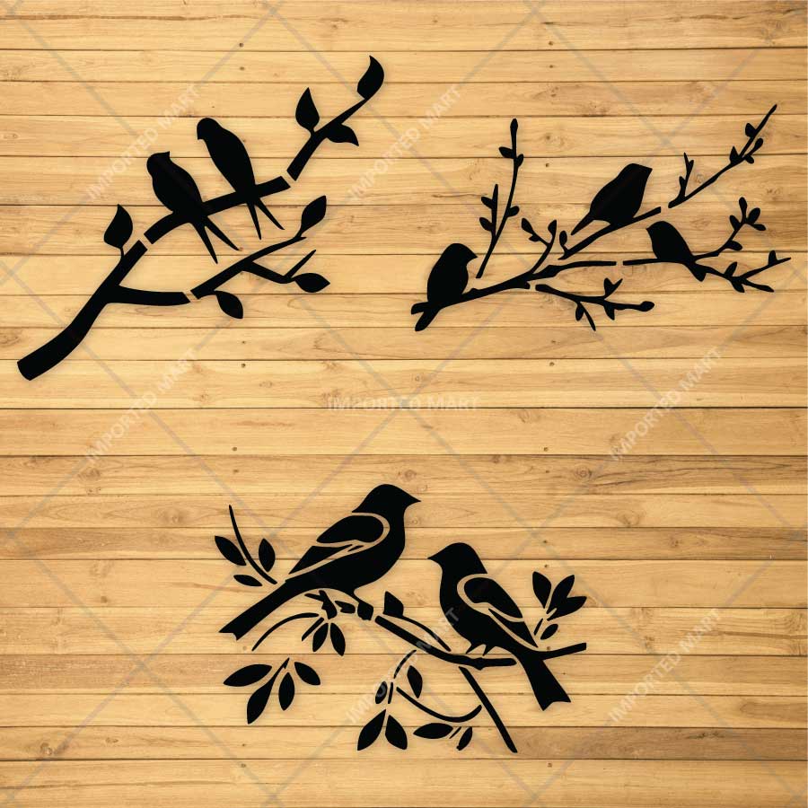 Decorative Birds Branch Pack of 3 Stencil for Wall, Wood, Furniture & Fabric Art – Nature Bird Design Bundle – ID# 771 - imartdecor.com