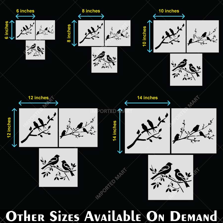 Decorative Birds Branch Pack of 3 Stencil for Wall, Wood, Furniture & Fabric Art – Nature Bird Design Bundle – ID# 771 - imartdecor.com