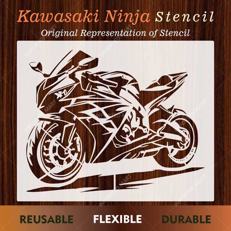 Kawasaki Ninja Bike Stencil for Wall, Garage, Helmet, Wood & Fabric Art – Sports Motorcycle Design – ID# 777 - imartdecor.com