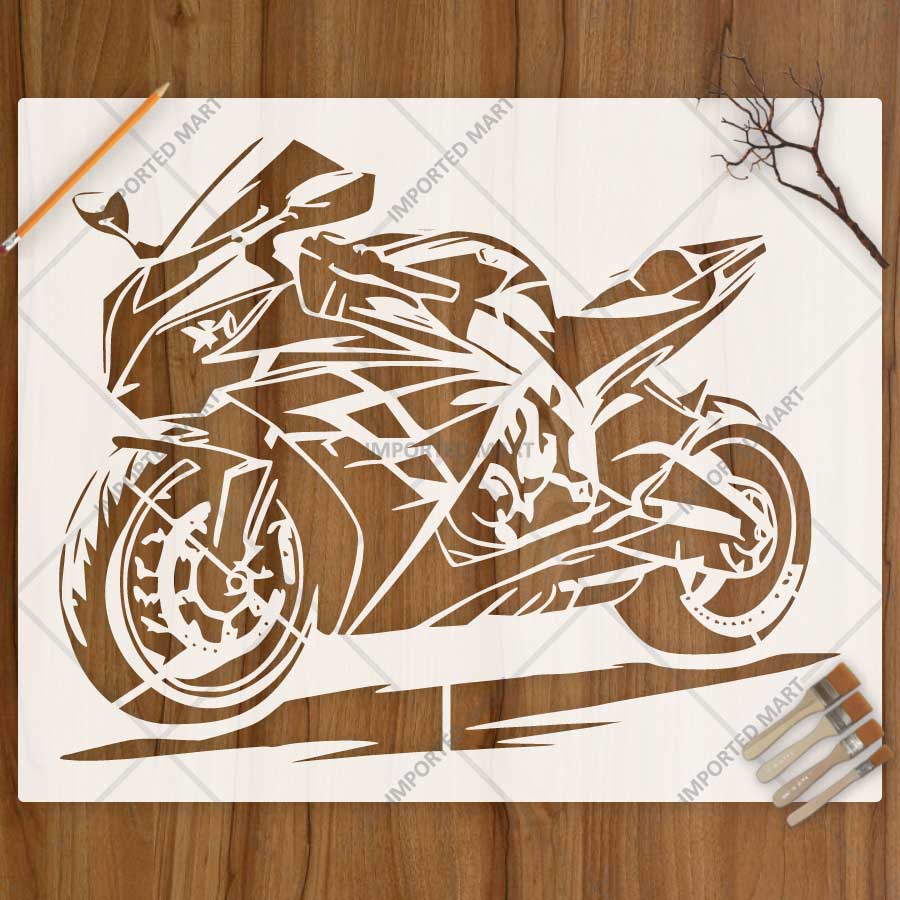 Kawasaki Ninja Bike Stencil for Wall, Garage, Helmet, Wood & Fabric Art – Sports Motorcycle Design – ID# 777 - imartdecor.com