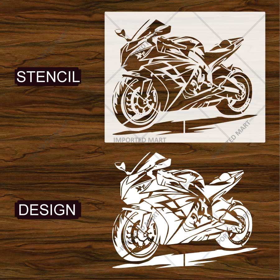 Kawasaki Ninja Bike Stencil for Wall, Garage, Helmet, Wood & Fabric Art – Sports Motorcycle Design – ID# 777 - imartdecor.com