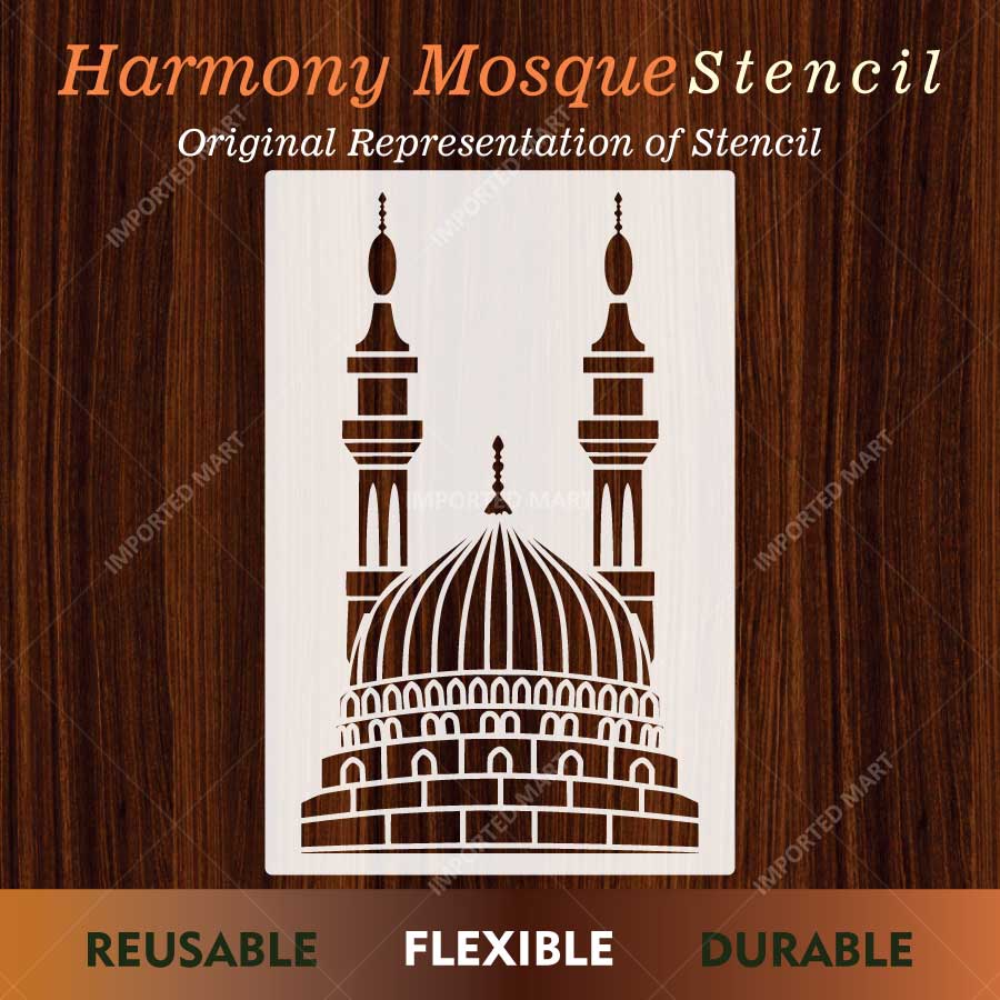 Harmony Mosque Stencil for Wall, Canvas, Wood & Islamic Décor Art – Reusable Mylar Design – ID# 778 - imartdecor.com
