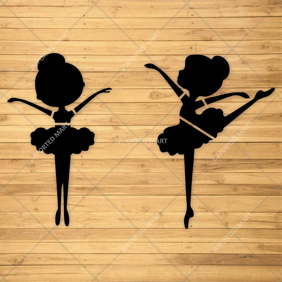 Dancing Ballerina Stencil Pack of 2 for Wall, Wood & Fabric Art – Ballet Girl Silhouette Designs – ID# 800 - imartdecor.com