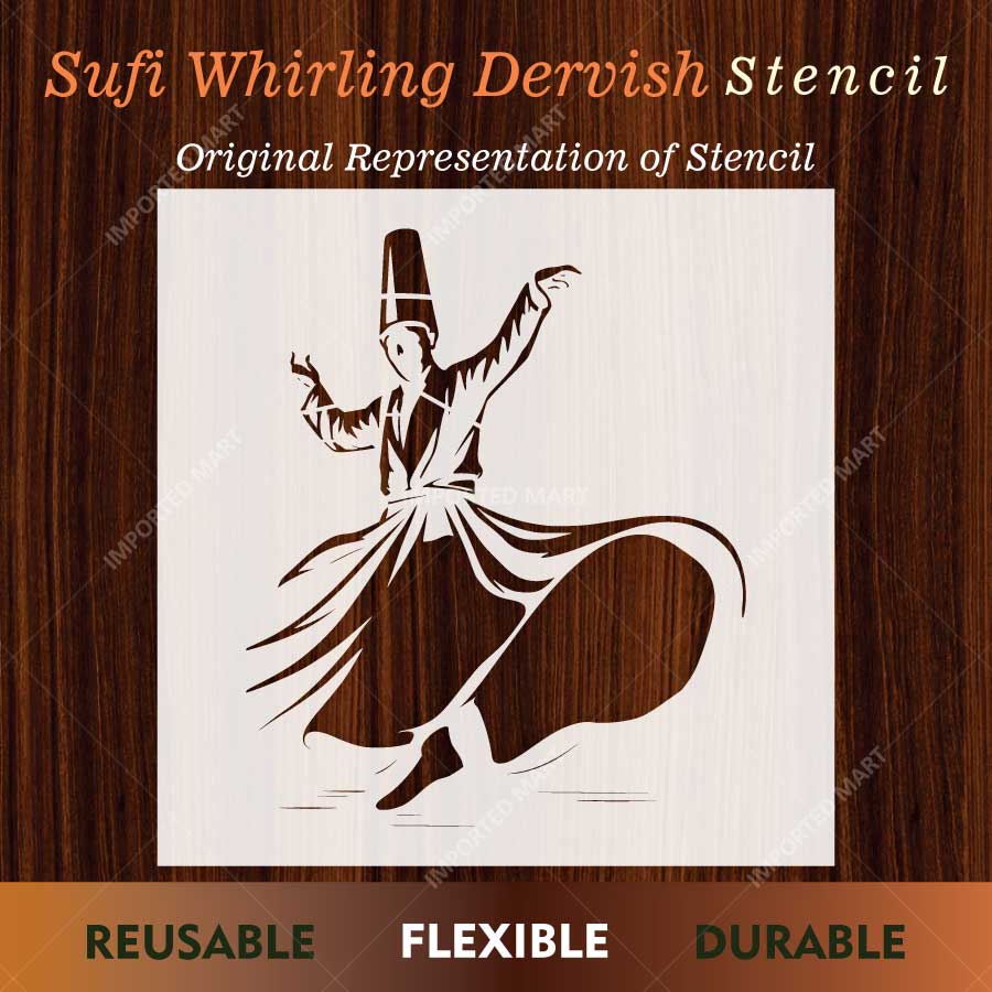 Sufi Whirling Dervish Stencil for Wall, Wood & Fabric Art – Spiritual Dance Design – ID# 804 - imartdecor.com