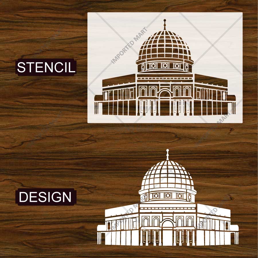 Masjid e Aqsa Stencil for Wall, Wood & Fabric Art – Islamic Architecture Dome Design – ID# 810 - imartdecor.com