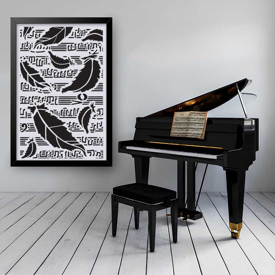 Swan Feathers Pattern Stencil for Walls, Furniture & Fabric Art – Elegant Feather Texture Design – ID# 828 - imartdecor.com
