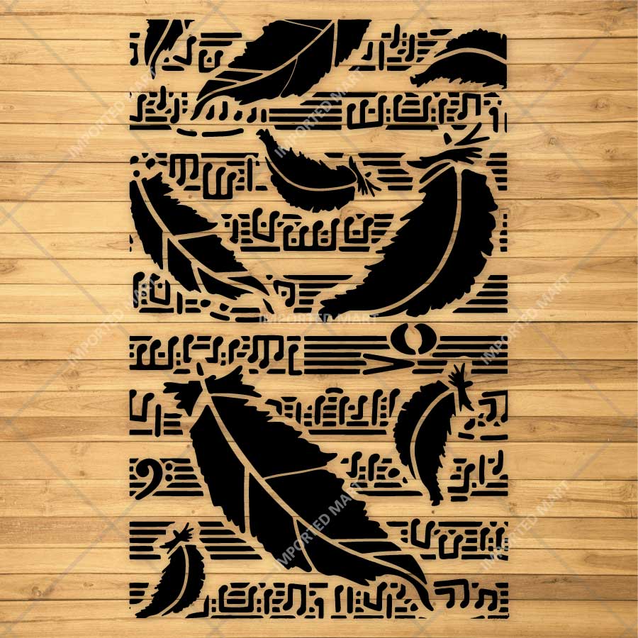 Swan Feathers Pattern Stencil for Walls, Furniture & Fabric Art – Elegant Feather Texture Design – ID# 828 - imartdecor.com