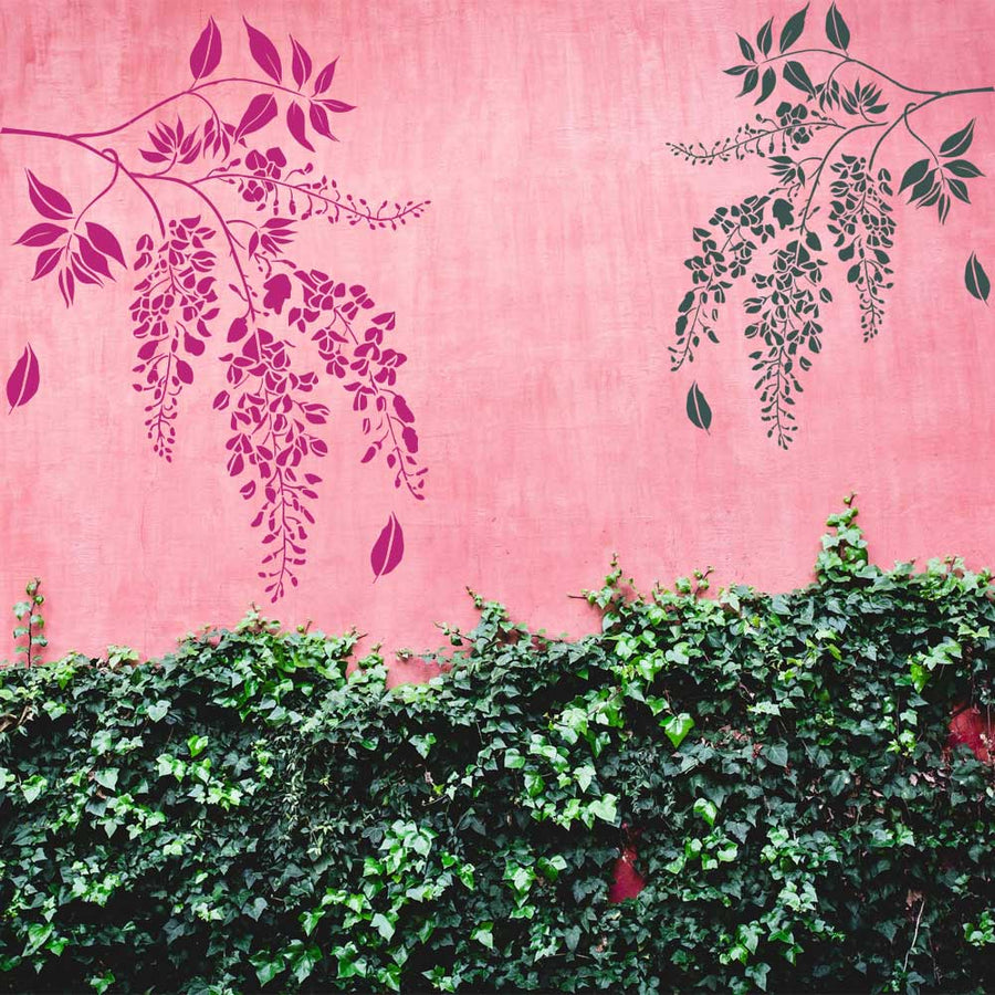 Cascading Blossom Branch Stencil for Wall, Furniture & Fabric Decor – Floral Hanging Vine Design – ID# 832 - imartdecor.com