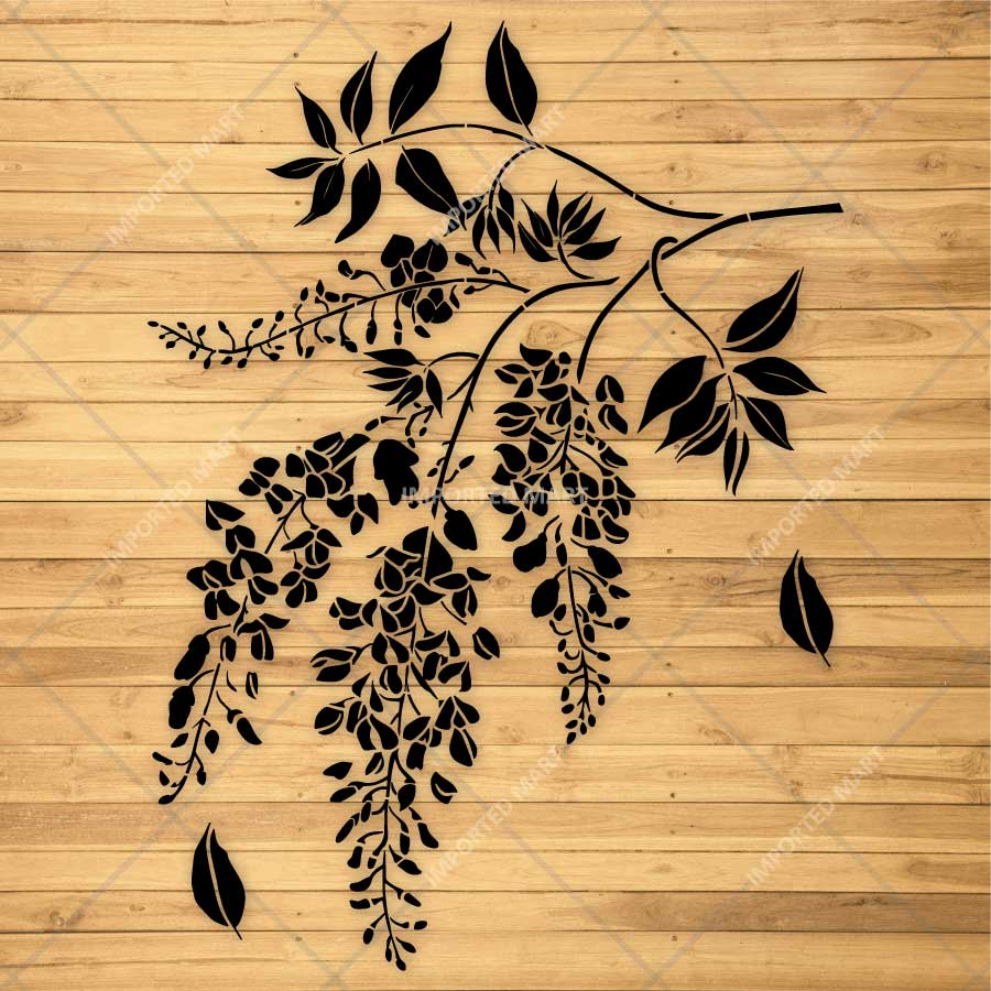 Cascading Blossom Branch Stencil for Wall, Furniture & Fabric Decor – Floral Hanging Vine Design – ID# 832 - imartdecor.com